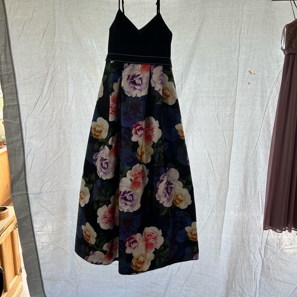 Teeze Me Black Floral Kids Formal Dress